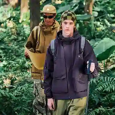 膨胀潮牌 户外休闲立体口袋连帽夹克外套 男女同款