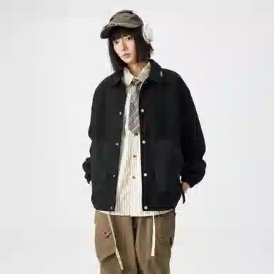 敦煌博物馆 日系学院简约百搭撞色拼接口袋翻领宽松薄款衬衫 男女同款