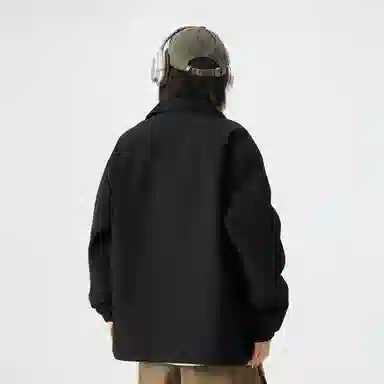 敦煌博物馆 日系学院简约百搭撞色拼接口袋翻领宽松薄款衬衫 男女同款