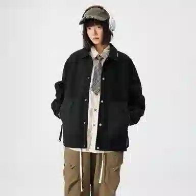 敦煌博物馆 日系学院简约百搭撞色拼接口袋翻领宽松薄款衬衫 男女同款