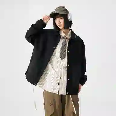 敦煌博物馆 日系学院简约百搭撞色拼接口袋翻领宽松薄款衬衫 男女同款