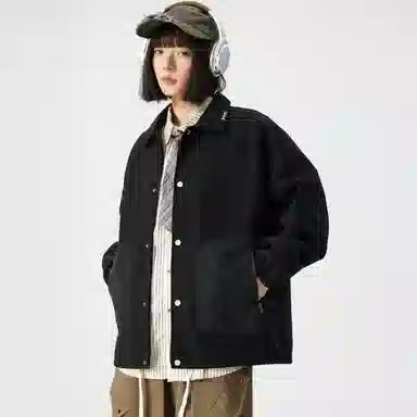 敦煌博物馆 日系学院简约百搭撞色拼接口袋翻领宽松薄款衬衫 男女同款