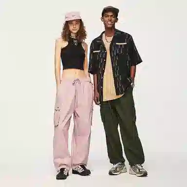 膨胀潮牌 宽松纯色阔腿休闲裤 男女同款