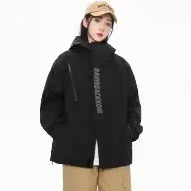 大卫贝肯 美式复古个性字母印花宽松休闲户外通勤保暖防风日常百搭薄款夹克外套 男女同款