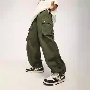 膨胀潮牌 宽松纯色阔腿休闲裤 男女同款