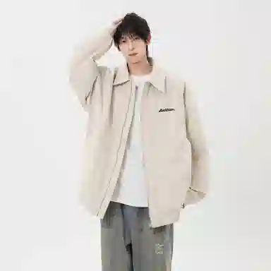 大卫贝肯 美式复古高街帅气机能风拉链学院风学生简约基础飞行员教练工装军旅宽松休闲百搭通勤长袖夹克外套 男女同款