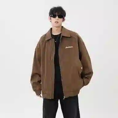 大卫贝肯 美式复古高街帅气机能风拉链学院风学生简约基础飞行员教练工装军旅宽松休闲百搭通勤长袖夹克外套 男女同款