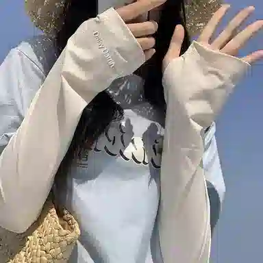 优幽兰 休闲简约纯色高级感防冰袖时尚百搭夏季宽松透气防紫外线骑行开车开车神器护手臂 锦纶和氨纶 防晒袖 男女同款情侣款