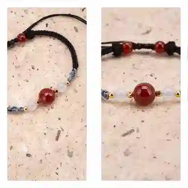 【s925银 不掉色】 聆听花开 新中式国风红色转运珠编绳轻奢本命年手工编织可调节#好运 水晶 手绳 男女同款情侣款