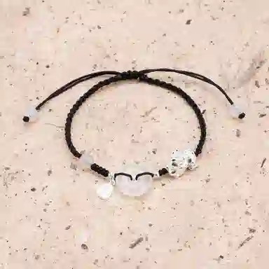 【s925银 招财貔貅】 聆听花开 新中式国风平安扣编绳 平安喜乐文艺风个性时尚复古学生森系高级感可调节#好运 水晶 手绳 男女同款情侣款