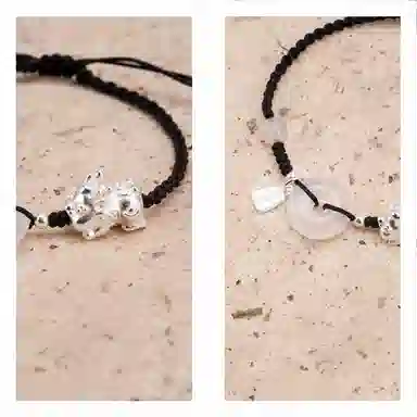 【s925银 招财貔貅】 聆听花开 新中式国风平安扣编绳 平安喜乐文艺风个性时尚复古学生森系高级感可调节#好运 水晶 手绳 男女同款情侣款