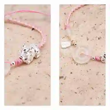 【s925银 招财貔貅】 聆听花开 新中式国风平安扣编绳 平安喜乐文艺风个性时尚复古学生森系高级感可调节#好运 水晶 手绳 男女同款情侣款