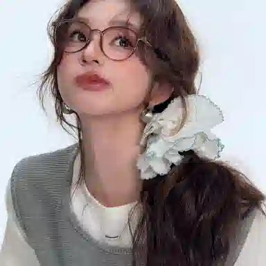 芒果饰品 双层花边蕾丝马尾大肠 布艺 发圈 女款