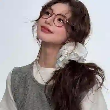 芒果饰品 双层花边蕾丝马尾大肠 布艺 发圈 女款