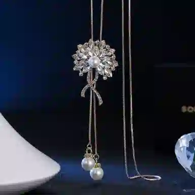 缔晶 优雅时尚长款蝴蝶礼盒 奢华精致毛衣外套配饰套装 合金 项链 女款