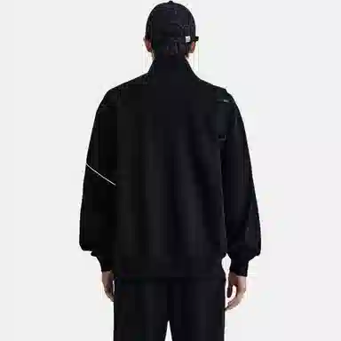 PEACEBIRD MEN Colorblock Embroidered Zip Sweatshirt Black