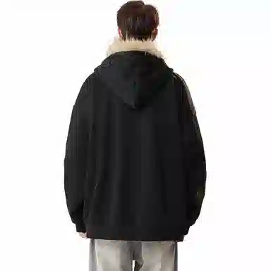 美式复古基础款拉链加绒厚款奥粒绒重磅长袖休闲宽松百搭开衫连帽落肩纯色卫衣 男女同款