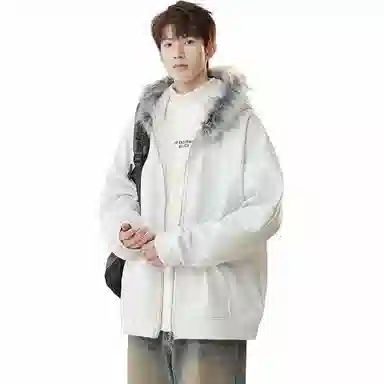 美式复古基础款拉链加绒厚款奥粒绒重磅长袖休闲宽松百搭开衫连帽落肩纯色卫衣 男女同款