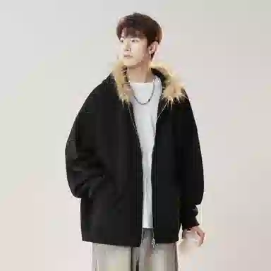 美式复古基础款拉链加绒厚款奥粒绒重磅长袖休闲宽松百搭开衫连帽落肩纯色卫衣 男女同款