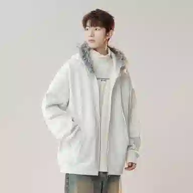 美式复古基础款拉链加绒厚款奥粒绒重磅长袖休闲宽松百搭开衫连帽落肩纯色卫衣 男女同款