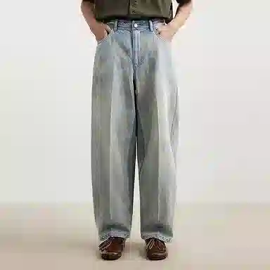 速写 纯色休闲宽松日常简约牛仔裤 男款