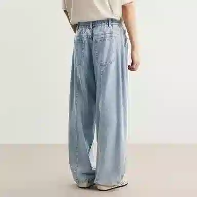 速写 纯色休闲宽松日常简约牛仔裤 男款