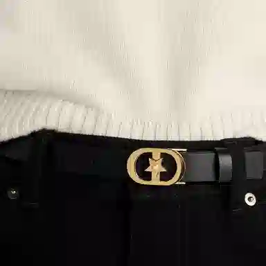 DIOR Oval Star Buckle Belt Black 2CM