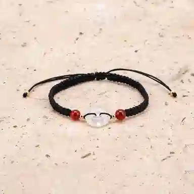 【s925银 不掉色】 聆听花开 新中式国风平安扣编绳红色本命年 民族风古风时尚文艺转运珠可调节#好运 水晶 手绳 男女同款情侣款