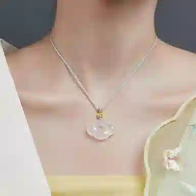 【S925银】 金师傅 铜钱如意锁 招财纳福新中式国潮时尚精致气质优雅简约百搭小众轻奢设计高级感#好运 玉髓 玉石项链 女款