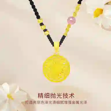 【999纯金】 金师傅 八宝罗盘转运珠 八方来财财源滚滚招桃花新中式国潮复古民族风气质百搭 小众轻奢高级#好运 水晶 项链 男女同款情侣款