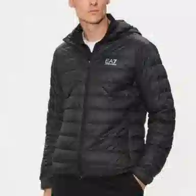 Emporio Armani Logo Print Hoodie Jacket Black