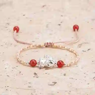 【s925银 不掉色】 聆听花开 新中式国风貔貅编绳招财纳福 国潮民族风文艺简约设计小众时尚气质百搭可调节#好运 水晶 手绳 男女同款情侣款