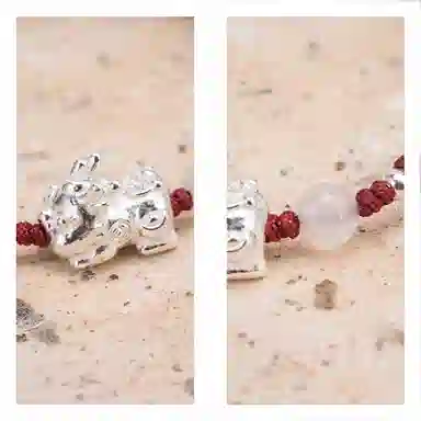 【s925银 不掉色】 聆听花开 新中式国风貔貅编绳招财红色本命年 国潮民族风文艺简约小众时尚百搭可调节#好运 水晶 手绳 男女同款情侣款