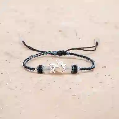 【s925银 不掉色】 聆听花开 新中式国风银貔貅招财转运编绳 复古国潮族风文艺个性简约设计小众百搭可调节#好运 水晶 手绳 男女同款情侣款