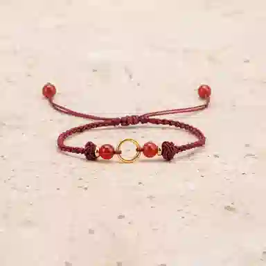【s925银 一帆风顺】 聆听花开 新中式国风编平安扣编绳红色 复古国潮族风文艺简约设计小众时尚百搭可调节#好运 水晶 手绳 男女同款情侣款