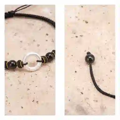 【足银999 不掉色】 聆听花开 新中式国风祥云纹平安扣编绳 民族风文艺时尚简约设计小众气质百搭可调节#好运 水晶 手绳 男女同款情侣款