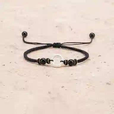 【足银999 不掉色】 聆听花开 新中式国风祥云纹平安扣编绳 民族风文艺时尚简约设计小众气质百搭可调节#好运 水晶 手绳 男女同款情侣款