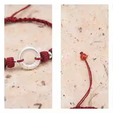 【s925银 不掉色】 聆听花开 新中式新国风平安扣编绳红色本命年 民族风文艺简约设计小众气质百搭可调节#好运 水晶 手绳 男女同款情侣款