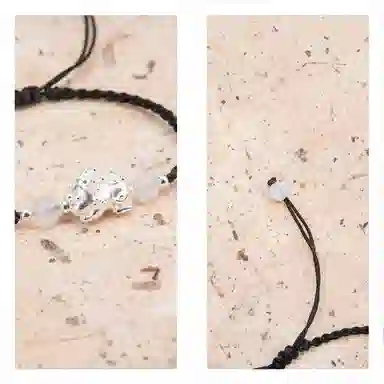 【s925银 不掉色】 聆听花开 新中式国风貔貅编绳招财红色本命年 国潮民族风文艺简约小众时尚百搭可调节#好运 水晶 手绳 男女同款情侣款