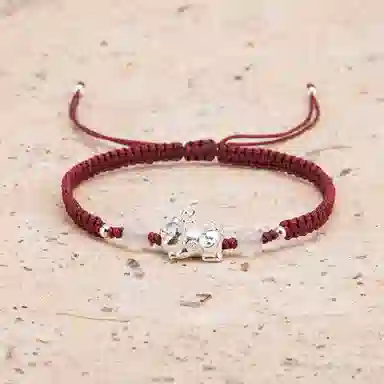 【s925银 不掉色】 聆听花开 新中式国风貔貅编绳招财红色本命年 国潮民族风文艺简约小众时尚百搭可调节#好运 水晶 手绳 男女同款情侣款