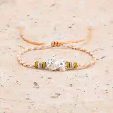 【s925银 不掉色】 聆听花开 新中式国风貔貅编绳招财 国潮民族风文艺简约设计小众时尚气质百搭可调节#好运 水晶 手绳 男女同款情侣款