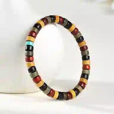 木盛缘 【顺丰包邮】【蛇年守护顶配】【木火能量王炸组合】新中式美学直切多宝素圈文玩单圈 绿檀 木手串 男女同款情侣款