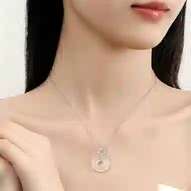 【S925银】 金师傅 己巳灵蛇平安扣 平安喜乐本命年新中式国潮气质优雅简约百搭小众轻奢设计高级好感#好运 玉髓 项链 男女同款情侣款