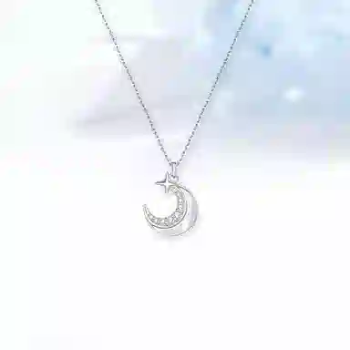 迎百宝 时尚轻奢星月好运月亮高级感锁骨颈链 合金 项链 男女同款情侣款