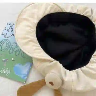 优莲茵 日系可爱小狗翻檐云朵复古甜美八角帽显脸 可爱小画家帽 棉 贝雷帽 女款