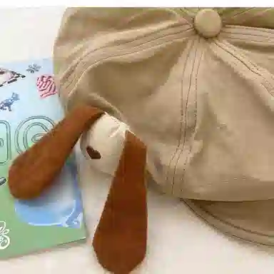 优莲茵 日系可爱小狗翻檐云朵复古甜美八角帽显脸 可爱小画家帽 棉 贝雷帽 女款