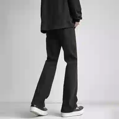 八哥 美式巴黎复古高街简约基础款轻度水洗做旧中腰直筒显高纯色日常通勤时尚休闲宽松垂感阔腿百搭弹力纯色牛仔裤 男女同款