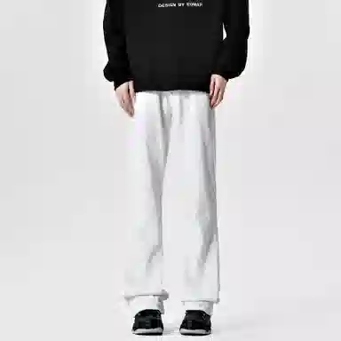 八哥 美式巴黎复古高街简约基础款轻度水洗做旧中腰直筒显高纯色日常通勤时尚休闲宽松垂感阔腿百搭弹力纯色牛仔裤 男女同款