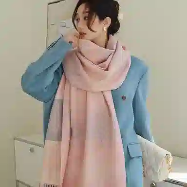 优幽兰 经典款发财树图案防风防寒保暖护脖子休闲 绒线围巾 女款