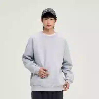 物质公式 美式街头纯色基础款打底衫宽松圆领垂感重磅螺纹休闲百搭长袖卫衣 男女同款